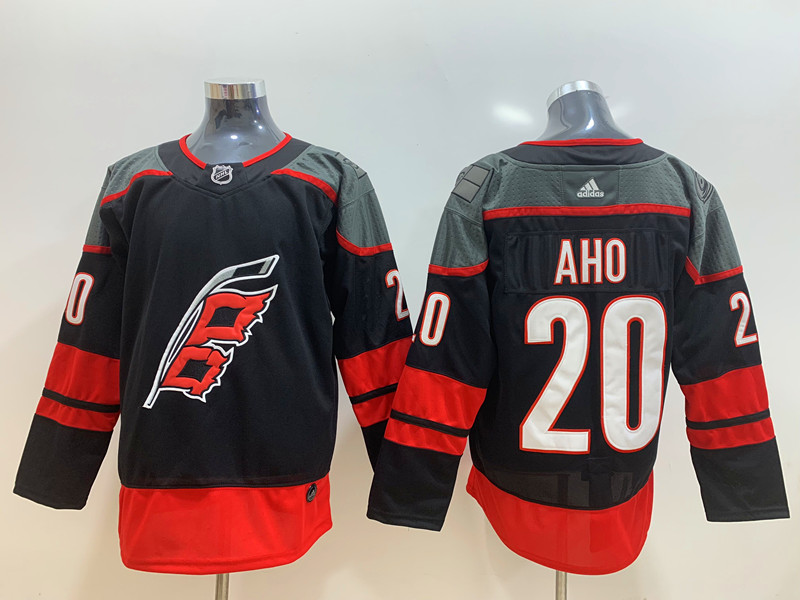 Men's Carolina Hurricanes Sebastian Aho #20 Black Home Breakaway Jersey